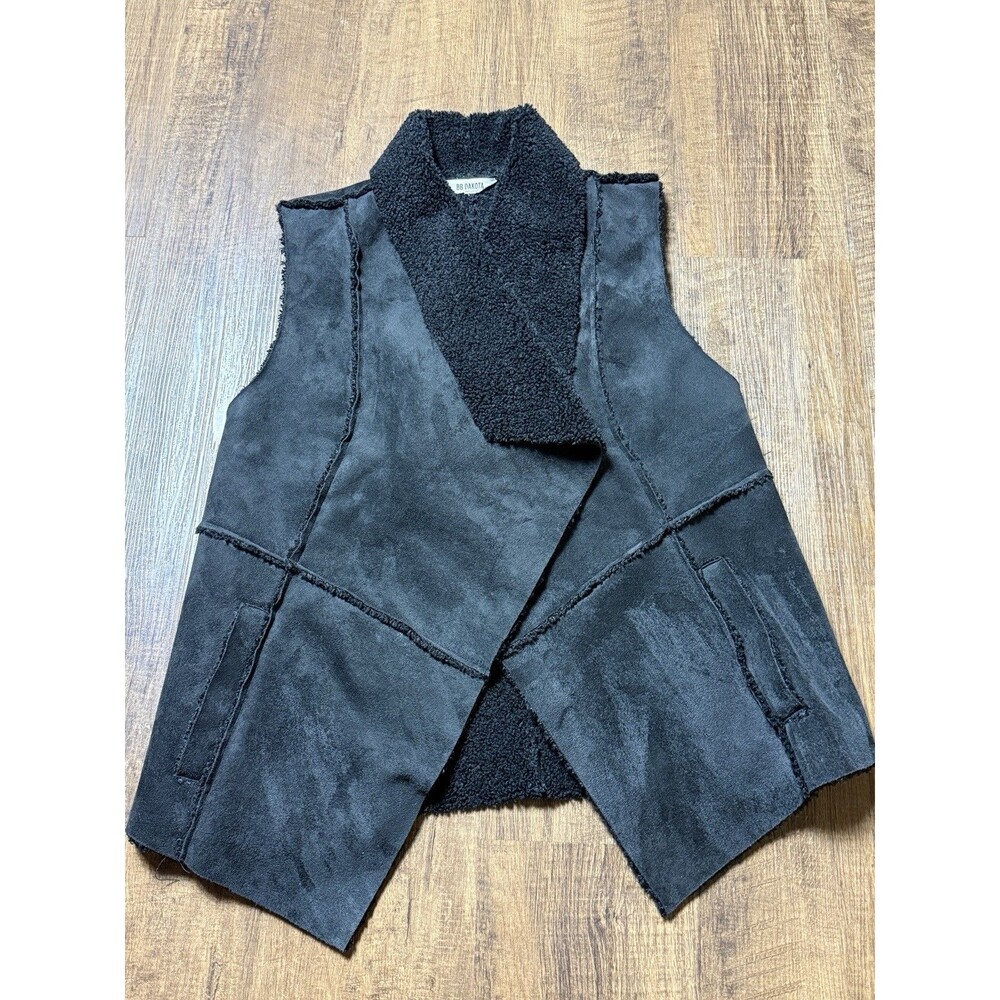 Black Shearling Vest by BB Dakota Suede M/L Western Festival Outdoors Going Out